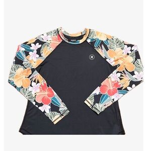 HURLEY LONG SLEEVE RASH GUARD CARIBBEAN DREAMING WOMENS -Med UPF SPF 50+